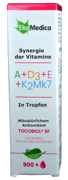 Vitamins A + D3 + E + K2, 30ml - natural, 180 daily servings, for good bone density, against arteriosclerosis, for eyes, mucous membranes, with strong antioxidant (Vit. E)